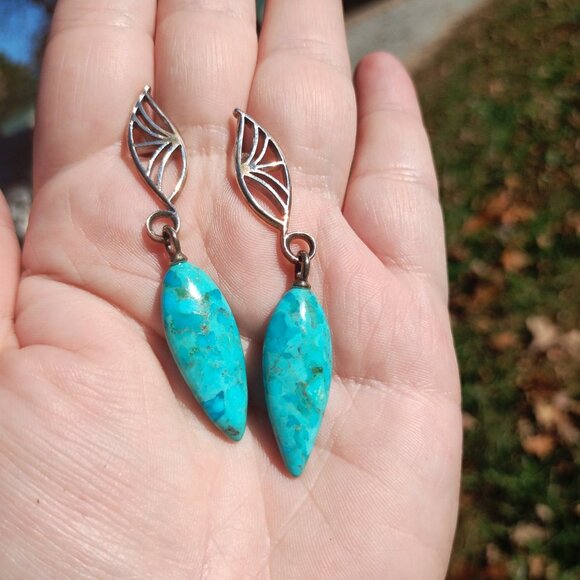 Jay King DTR mine finds 925 Sterling Silver blue Turquoise dangle earrings - Picture 5 of 8
